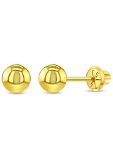 handsome 14k yellow gold 5mm small ball screw back baby earrings